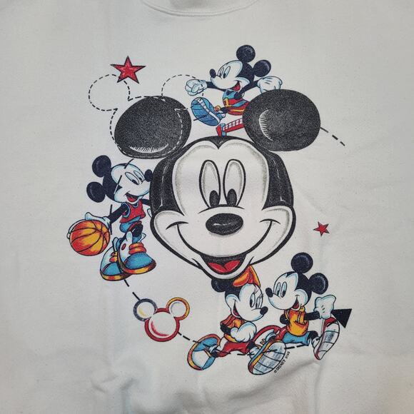 VTG 90s Mickey Unlimited Boxy Crop Drop Shoulder Sweatshirt XL Disney USA - Picture 2 of 9